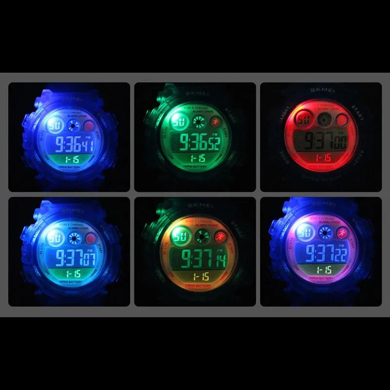 Bright Colored Digital Display Watch with LED Backlight For Kids