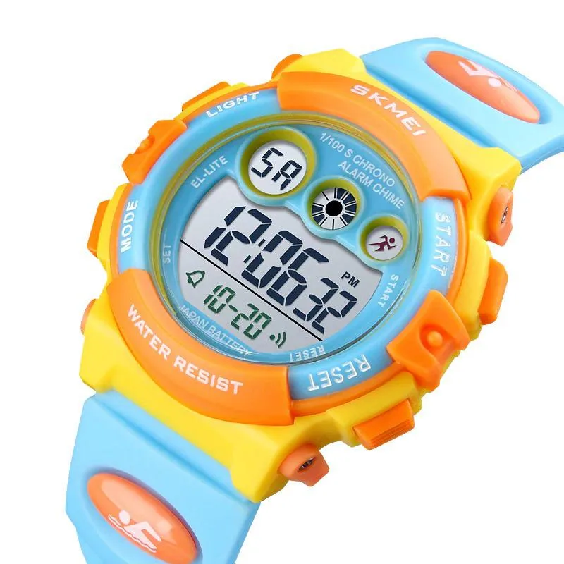 Bright Colored Digital Display Watch with LED Backlight For Kids