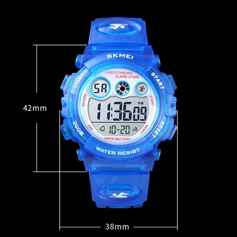 Bright Colored Digital Display Watch with LED Backlight For Kids