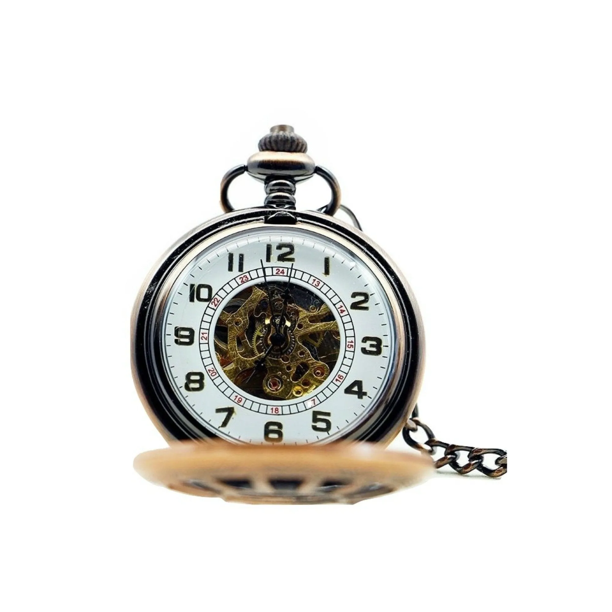 Bronze Filigree Mechanical Hand Wind Pocket Watch