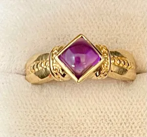 Bulgari style SYG with Square Cabochon Amethyst Ring - $6K Appraisal value w/CoA!