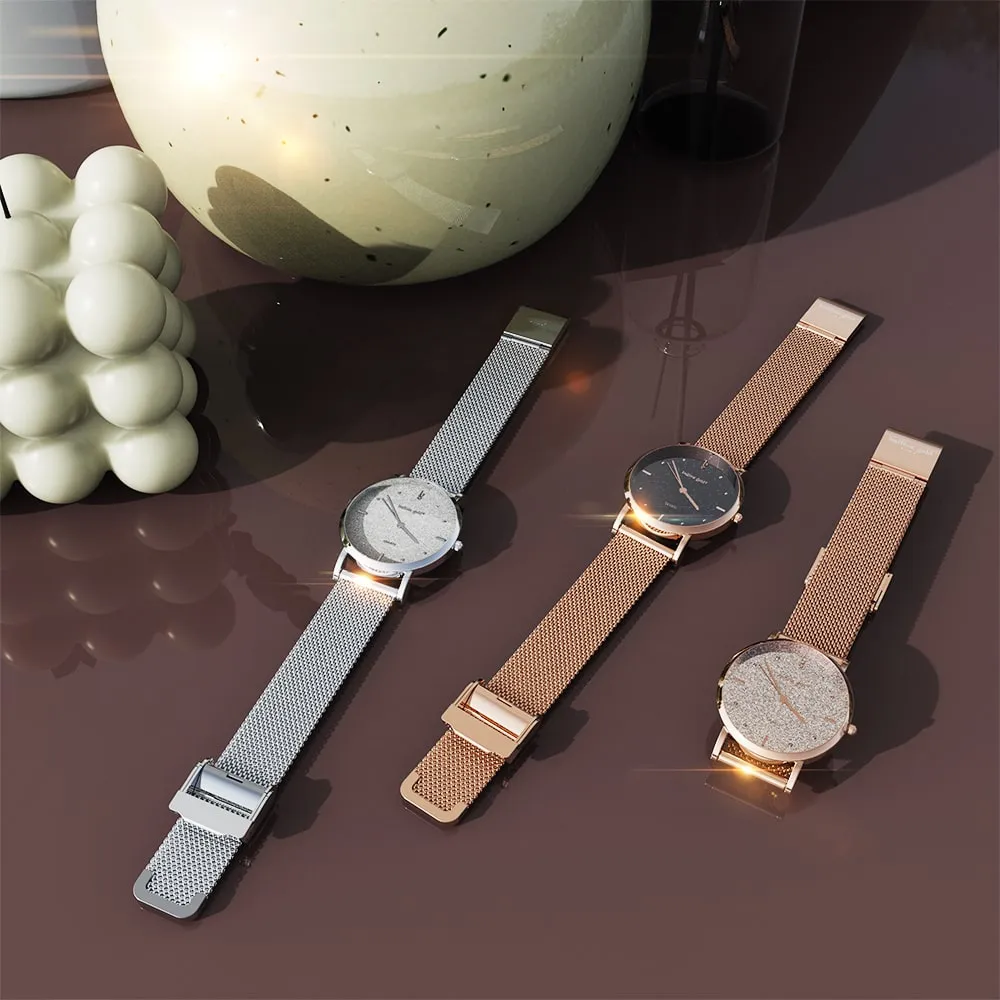 Bullion Gold Seamless Dial Watch - Rose Gold and Black