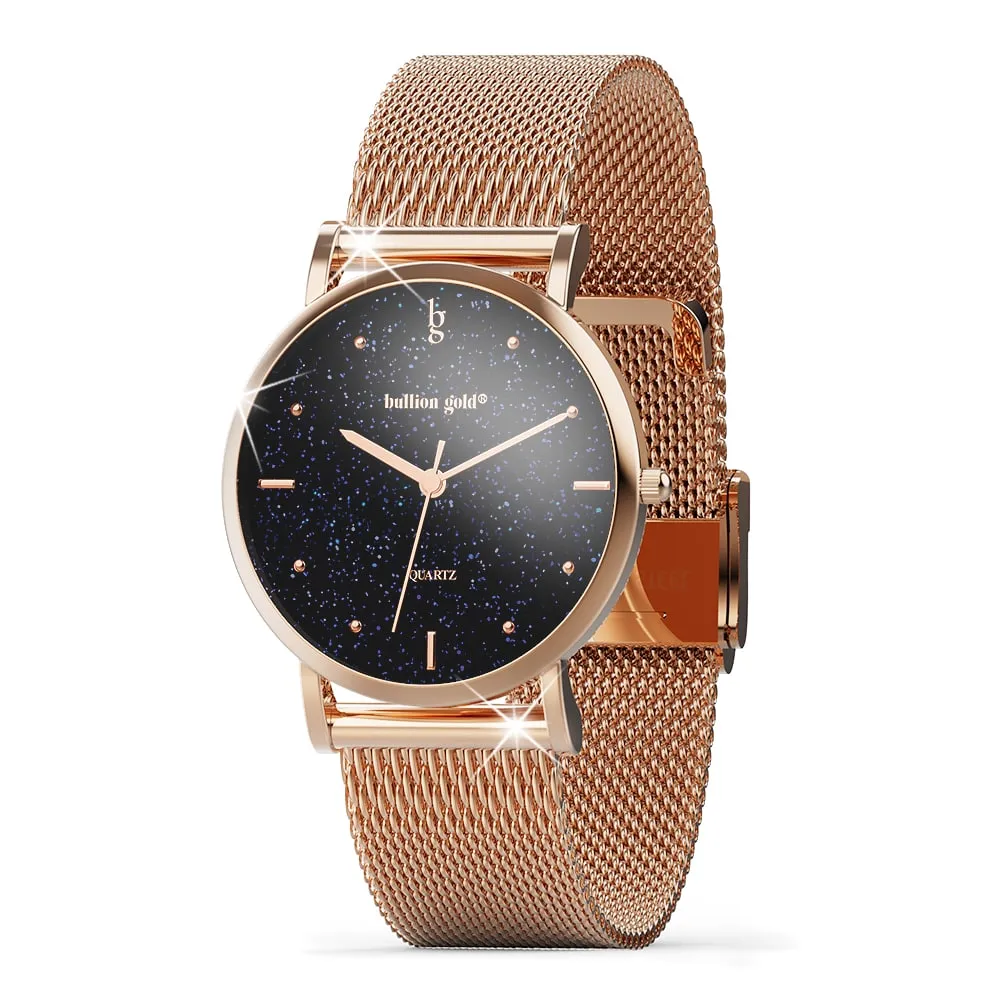 Bullion Gold Seamless Dial Watch - Rose Gold and Black
