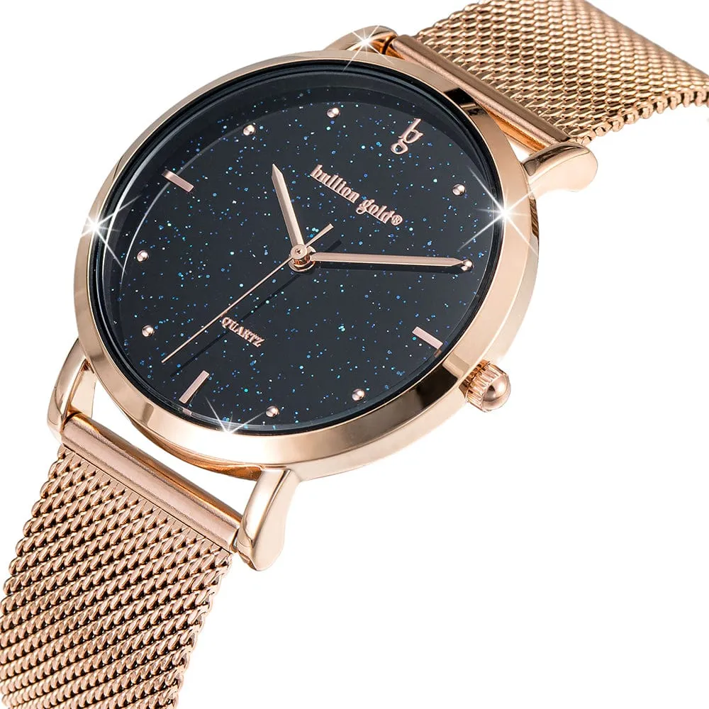 Bullion Gold Seamless Dial Watch - Rose Gold and Black