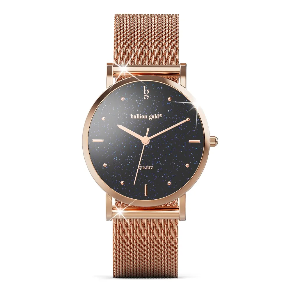 Bullion Gold Seamless Dial Watch - Rose Gold and Black