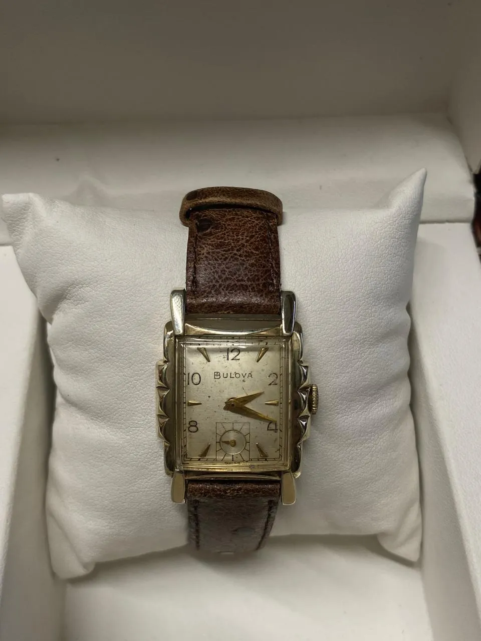 BULOVA 1940s Unique Rectangular Case Design Silver Oyster Dial - $7K APR w/ COA!