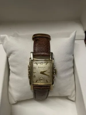 BULOVA 1940s Unique Rectangular Case Design Silver Oyster Dial - $7K APR w/ COA!