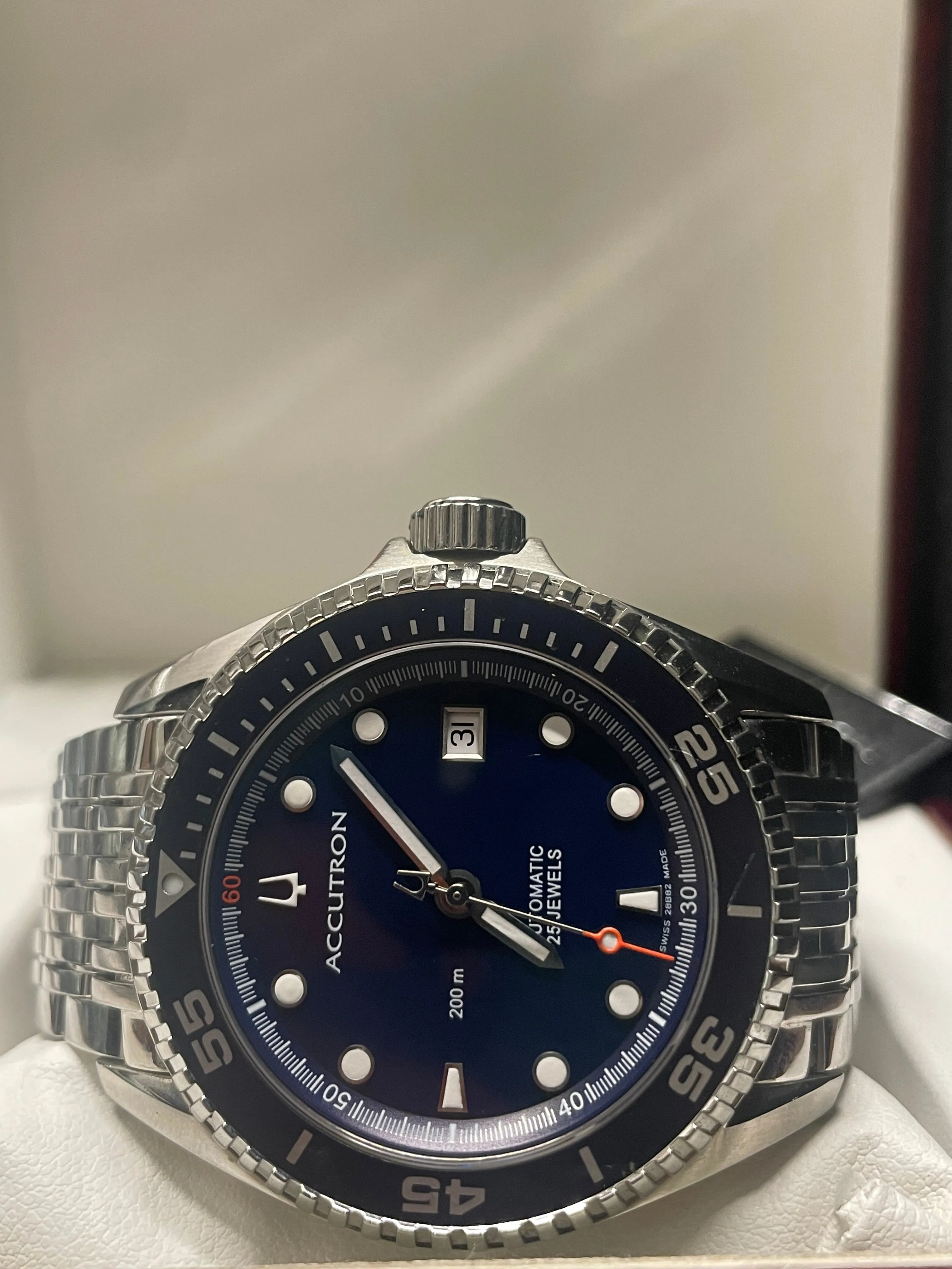 Bulova Accutron Stainless Steel Automatic Watch, Blue Bezel, - $3K APR w/ COA!!!