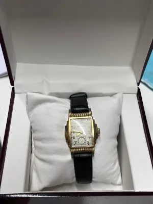 BULOVA Vintage 1940's 10K RGP Men's Wristwatch Art Deco Design - $7K APR w/ COA!
