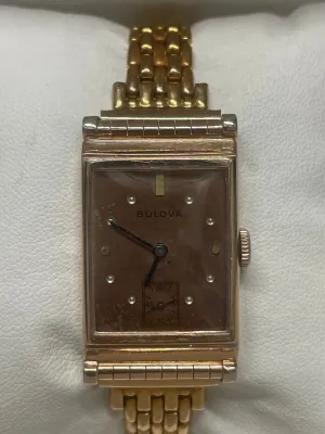 Bulova Vintage 1940s 14K Rose Gold Tank Watch, Rare & Elegant - $6K APR w/ COA!