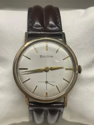 Bulova Vintage 1950s 10K Rolled Gold Plate Watch, Brown Strap - $5K APR w/ COA!!