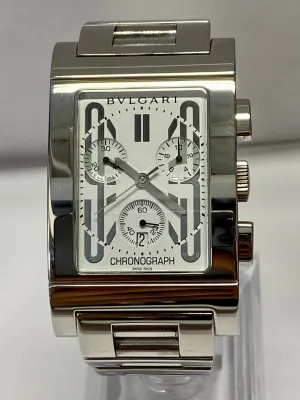 BVLGARI Rettangolo Chronograph Date SS Large Case Men's Watch - $8K APR w/ COA!!