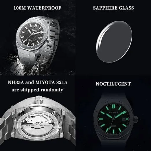 CADISEN Model C8193M Men's Automatic Watch Mechanical NH35 Movement Waterproof Sapphire Glass Casual Business Watches