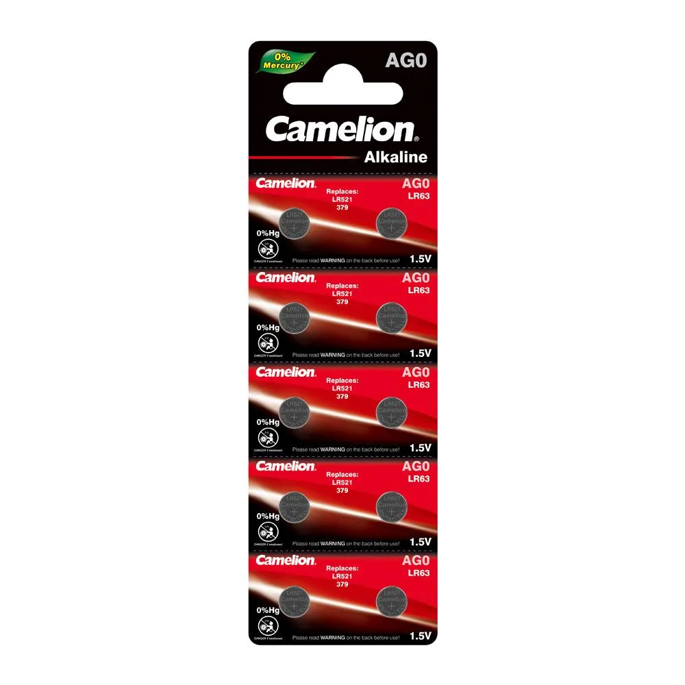Camelion AG0 / 379 / LR521 1.5V Coin Cell Battery Pack of 10