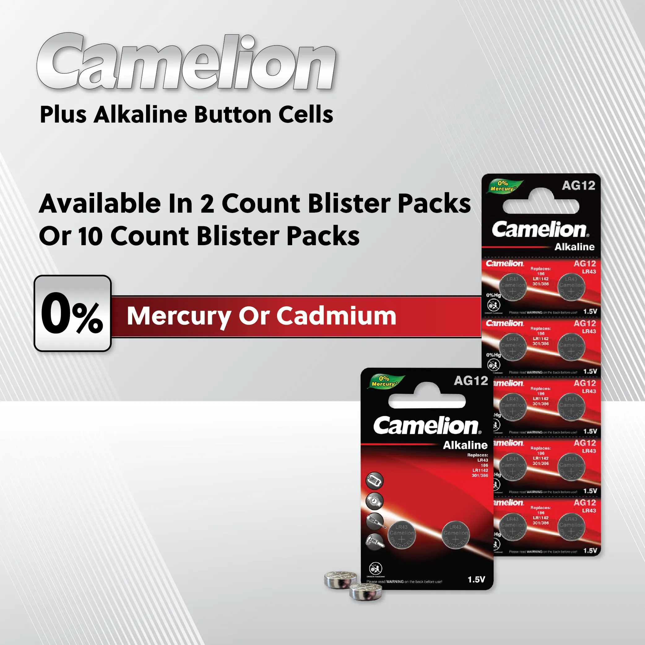 Camelion AG0 / 379 / LR521 1.5V Coin Cell Battery Pack of 10