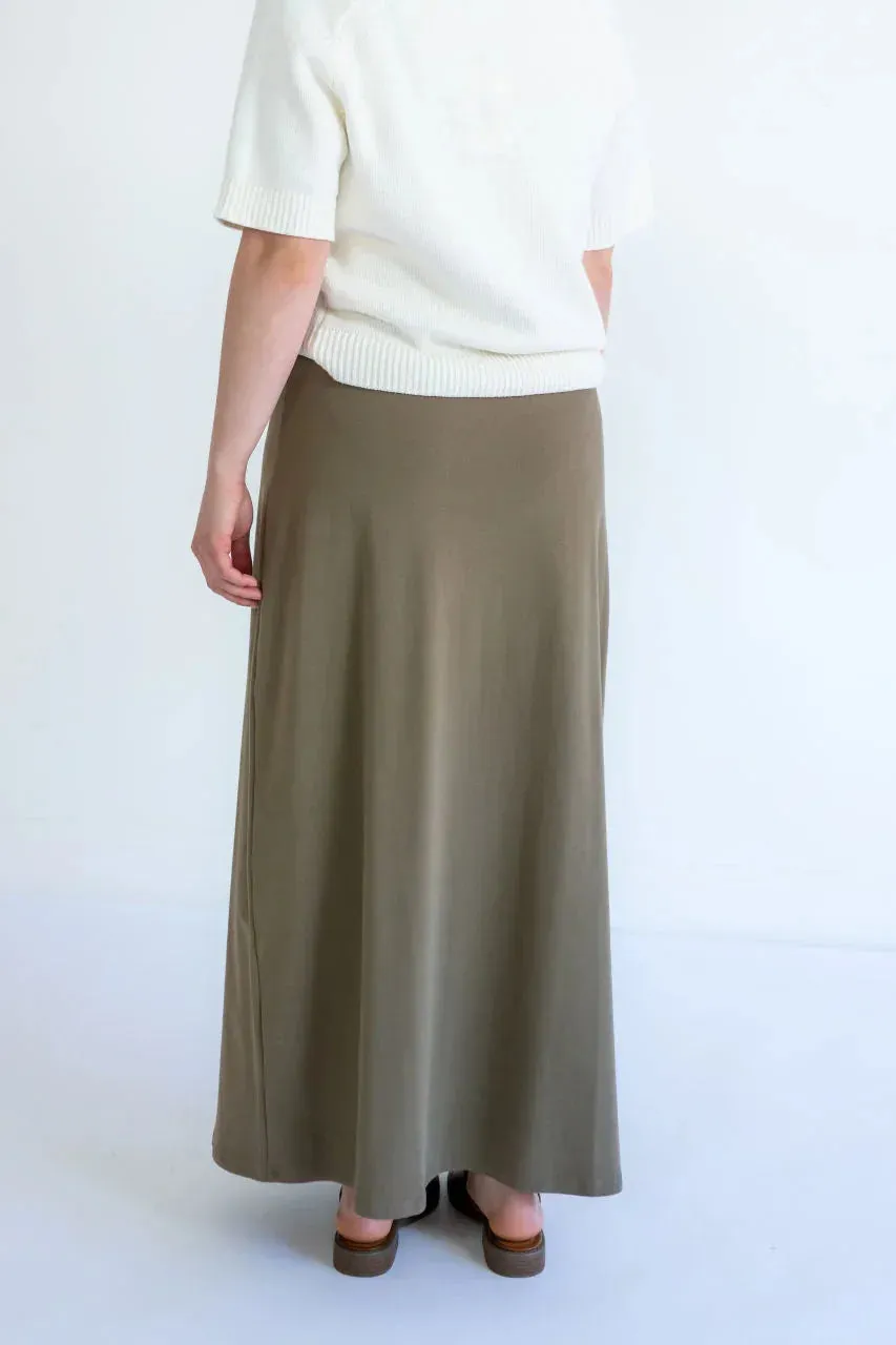 Camille Maxi Knit Skirt in Dusty Olive