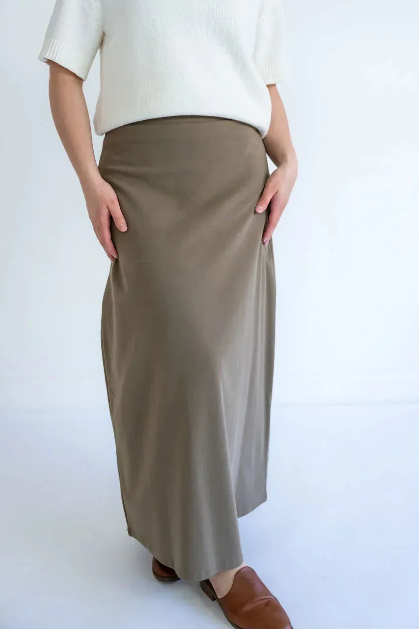 Camille Maxi Knit Skirt in Dusty Olive