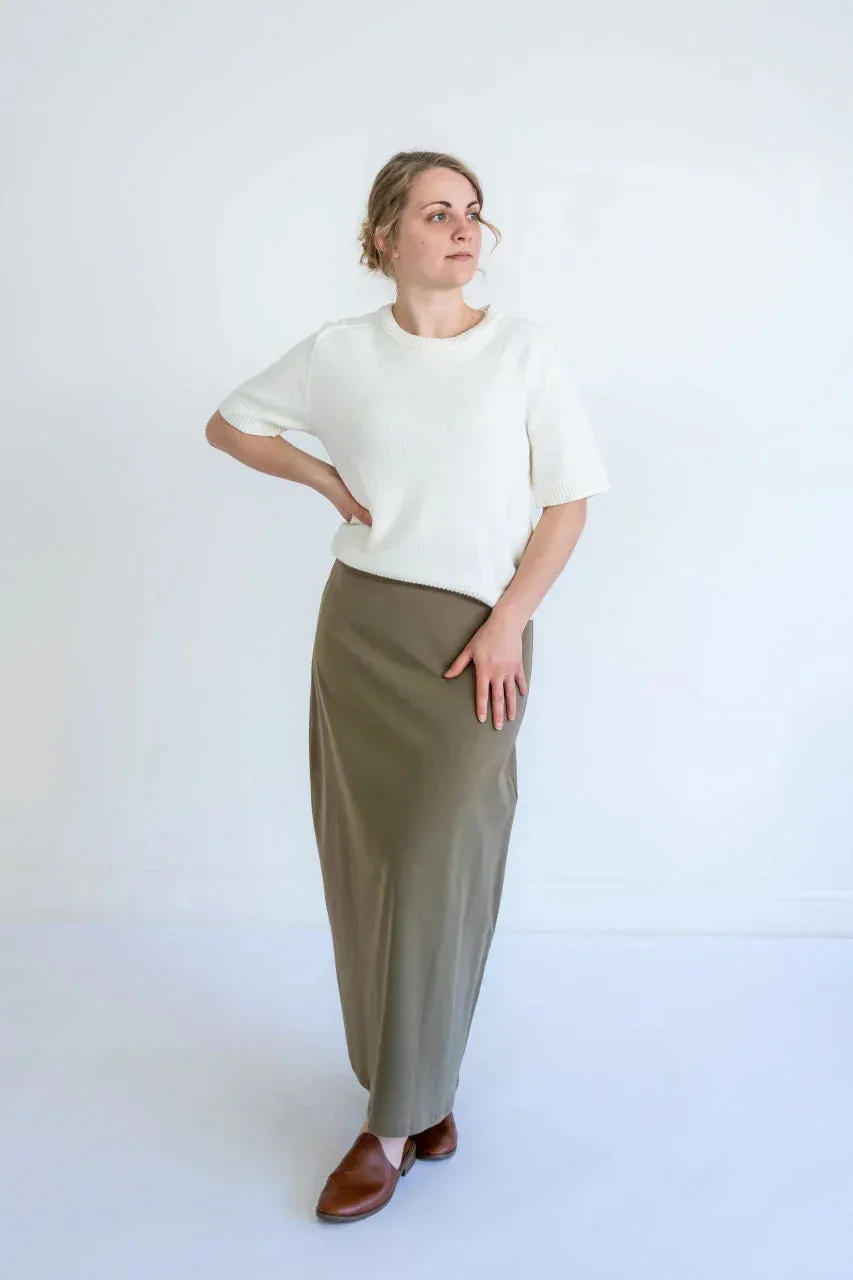 Camille Maxi Knit Skirt in Dusty Olive