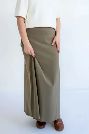 Camille Maxi Knit Skirt in Dusty Olive