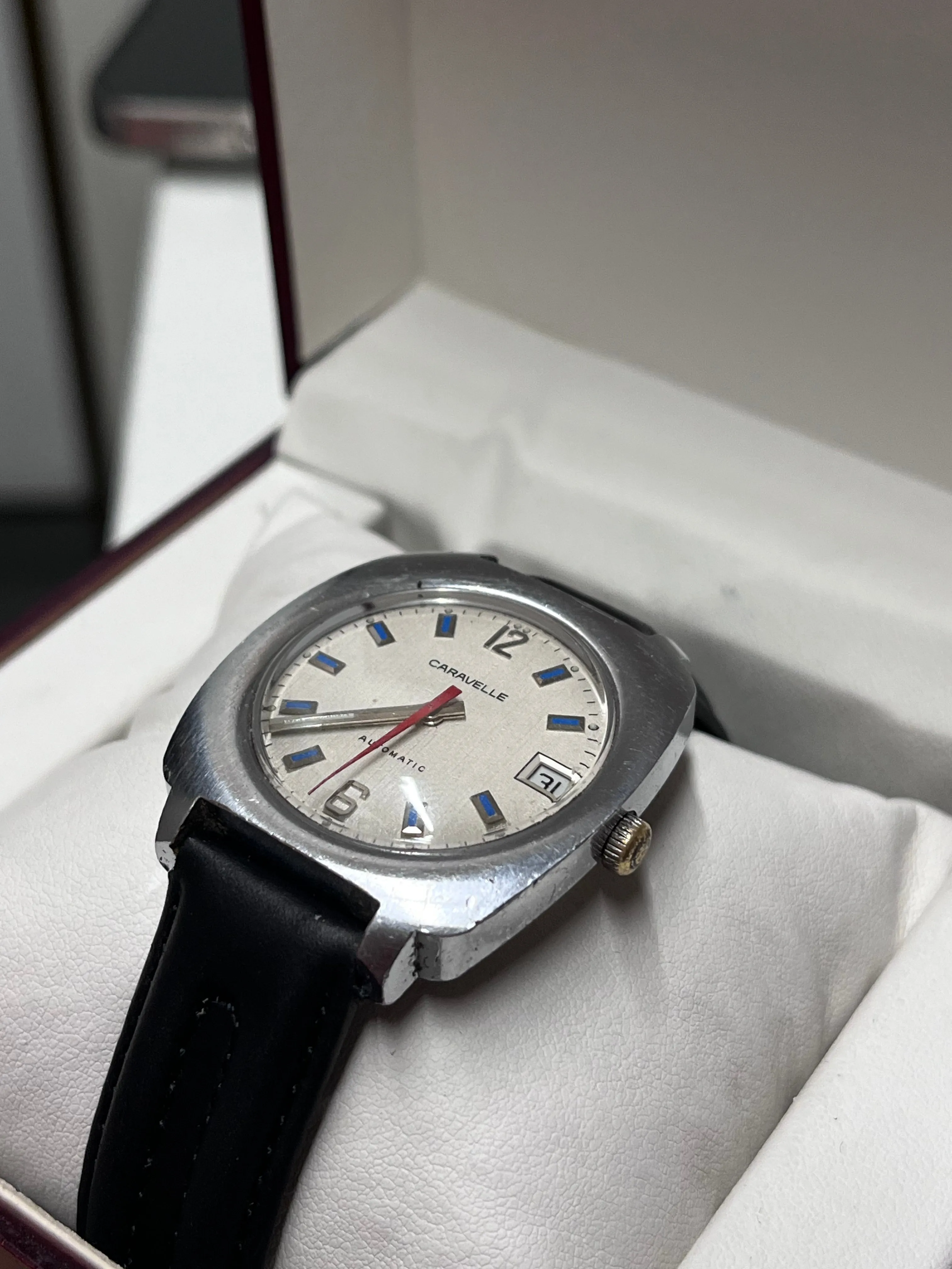 CARAVELLE Rare Art-Deco SS Men's Wristwatch Beautiful Design - $6K APR w/ COA!!!