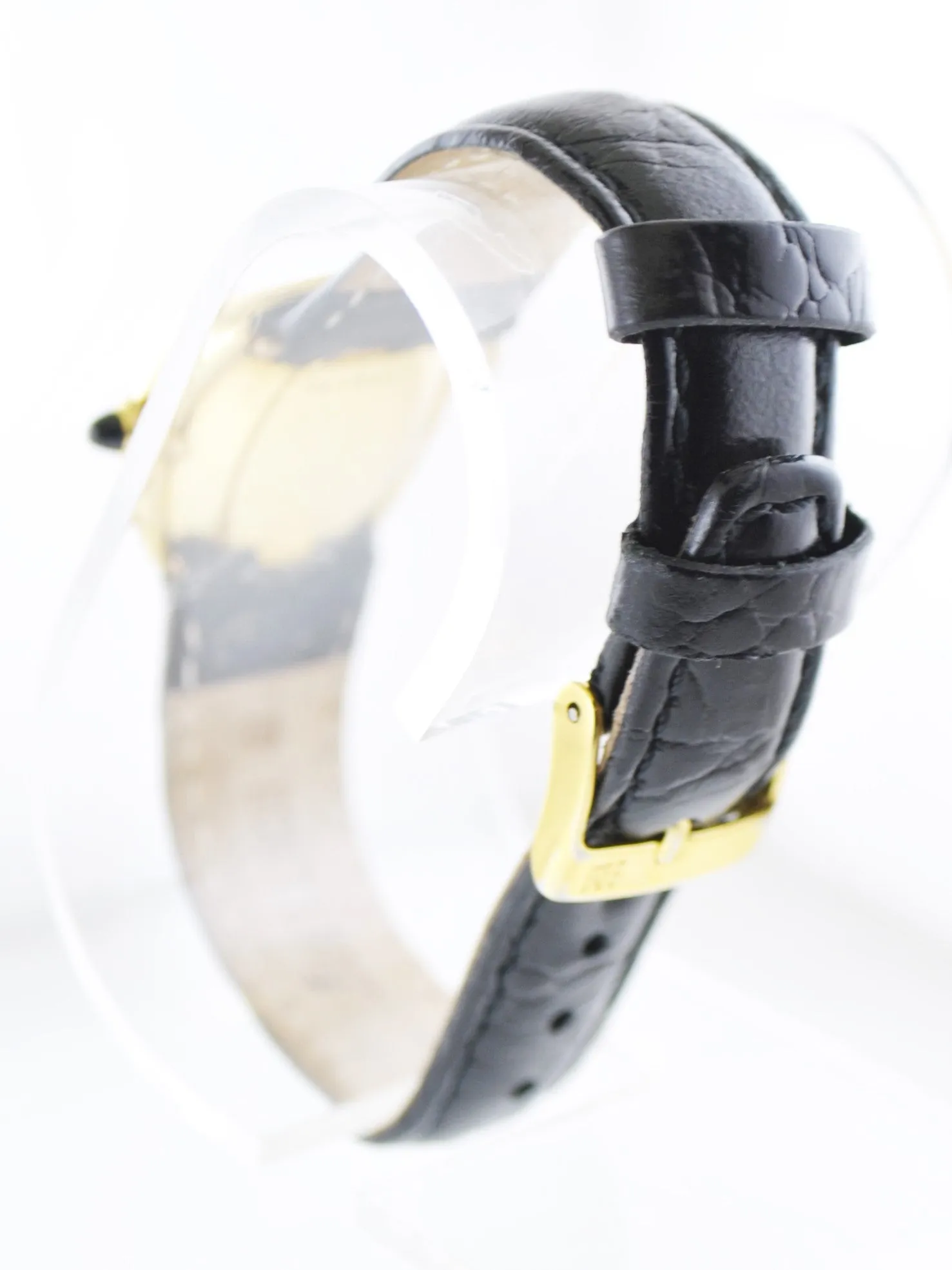 Cartier Baignoire Mechanic Oval Ladies Wristwatch on Black Leather Strap in 18 Karat Yellow Gold - $40K VALUE
