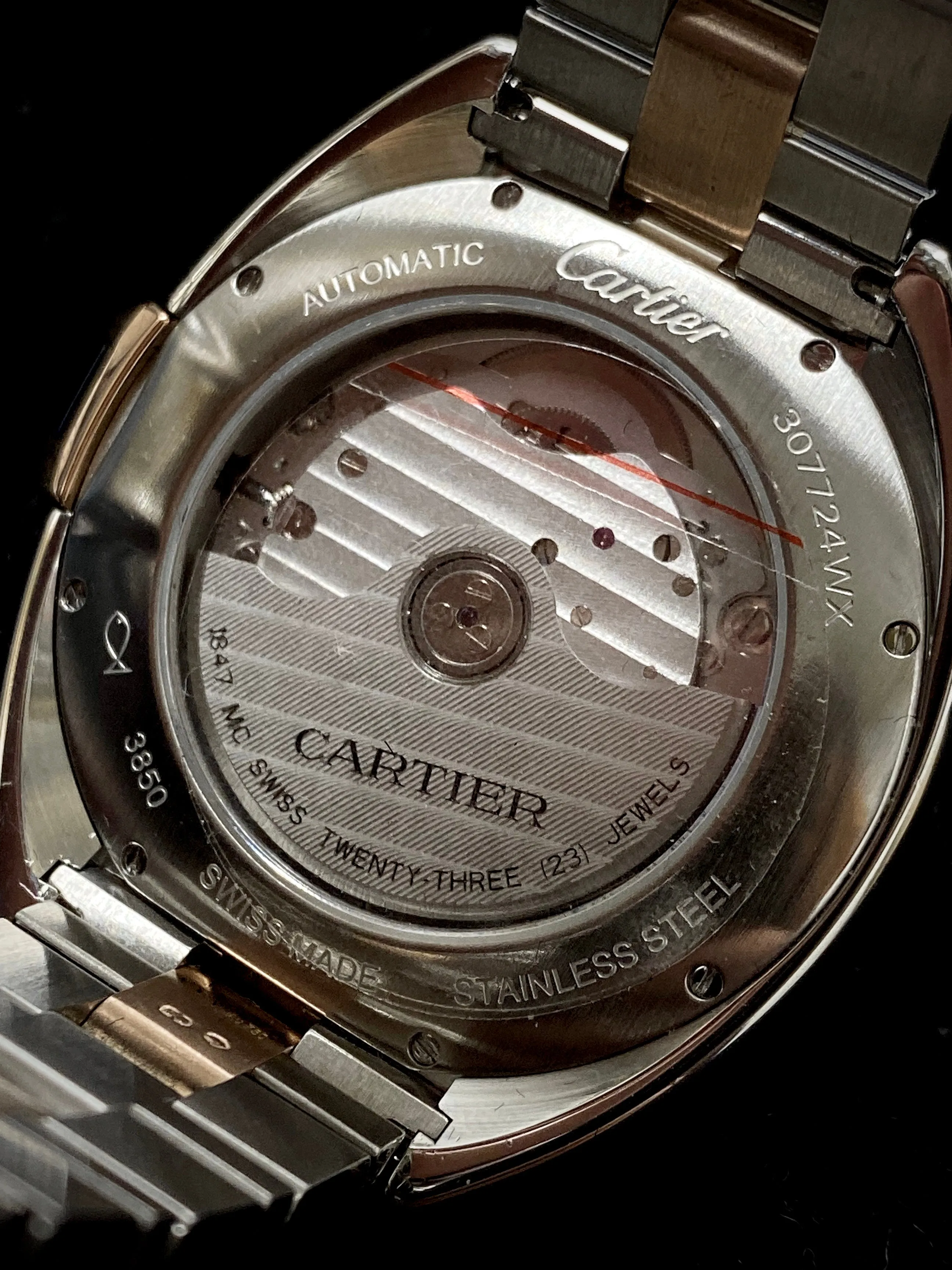 CARTIER Cle De Cartier Two-Tone Stainless Steel & 18K Rose Gold w/ Exhibition Back - $10K Appraisal Value! ✓
