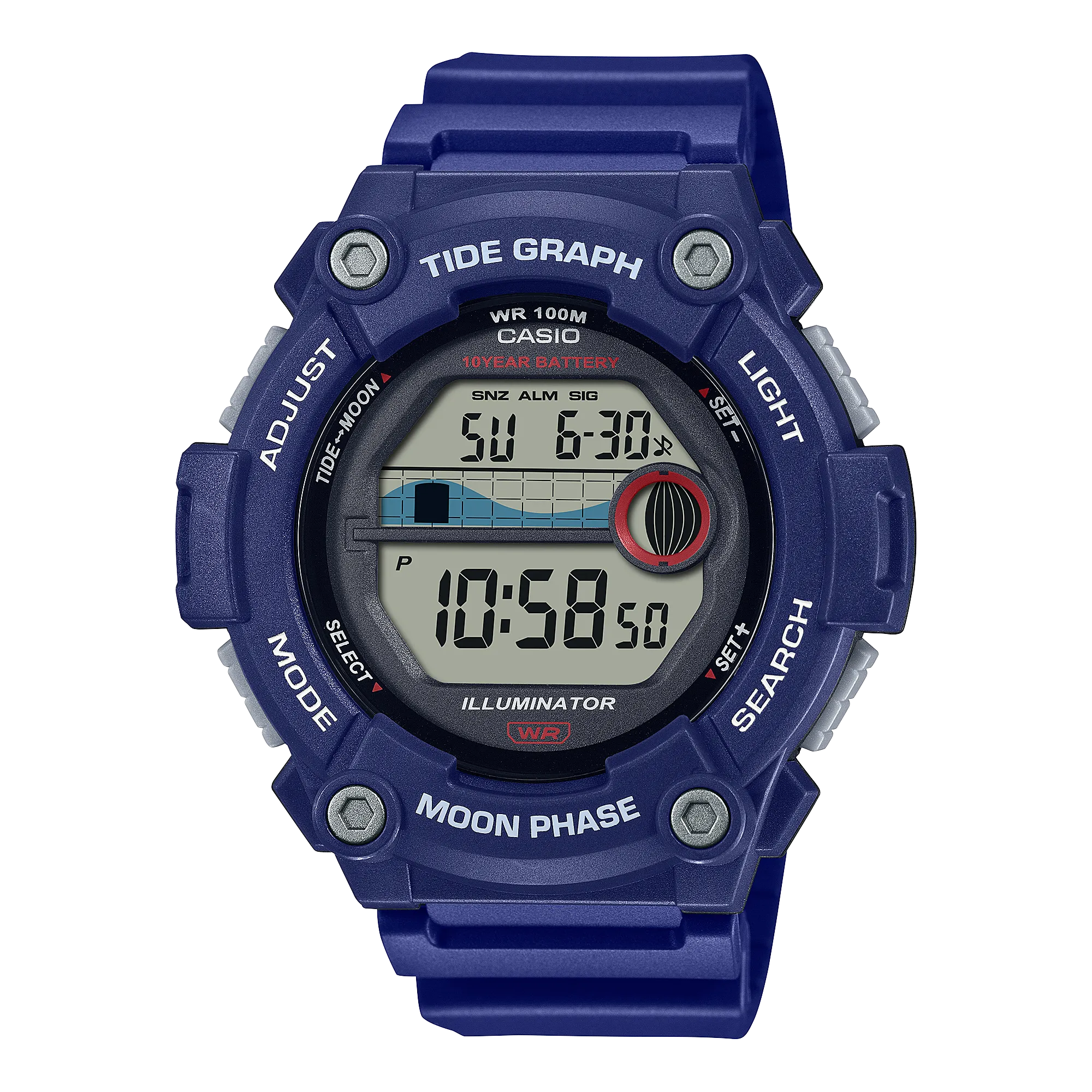 Casio Digital Tide Blue Resin Band Watch WS1300H-2A