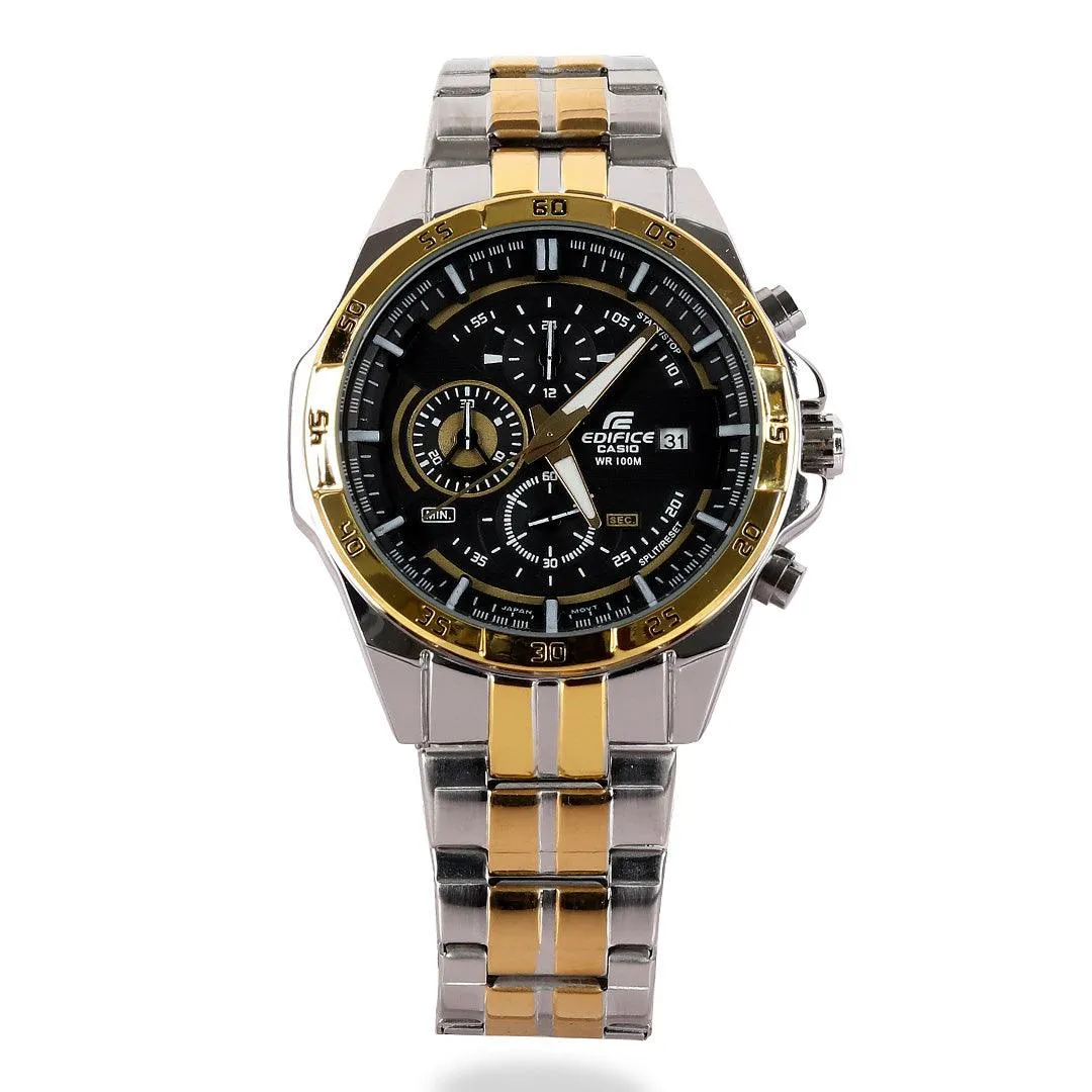 Casio Edifice Analog Chronograph Mens Silver and Gold Watch