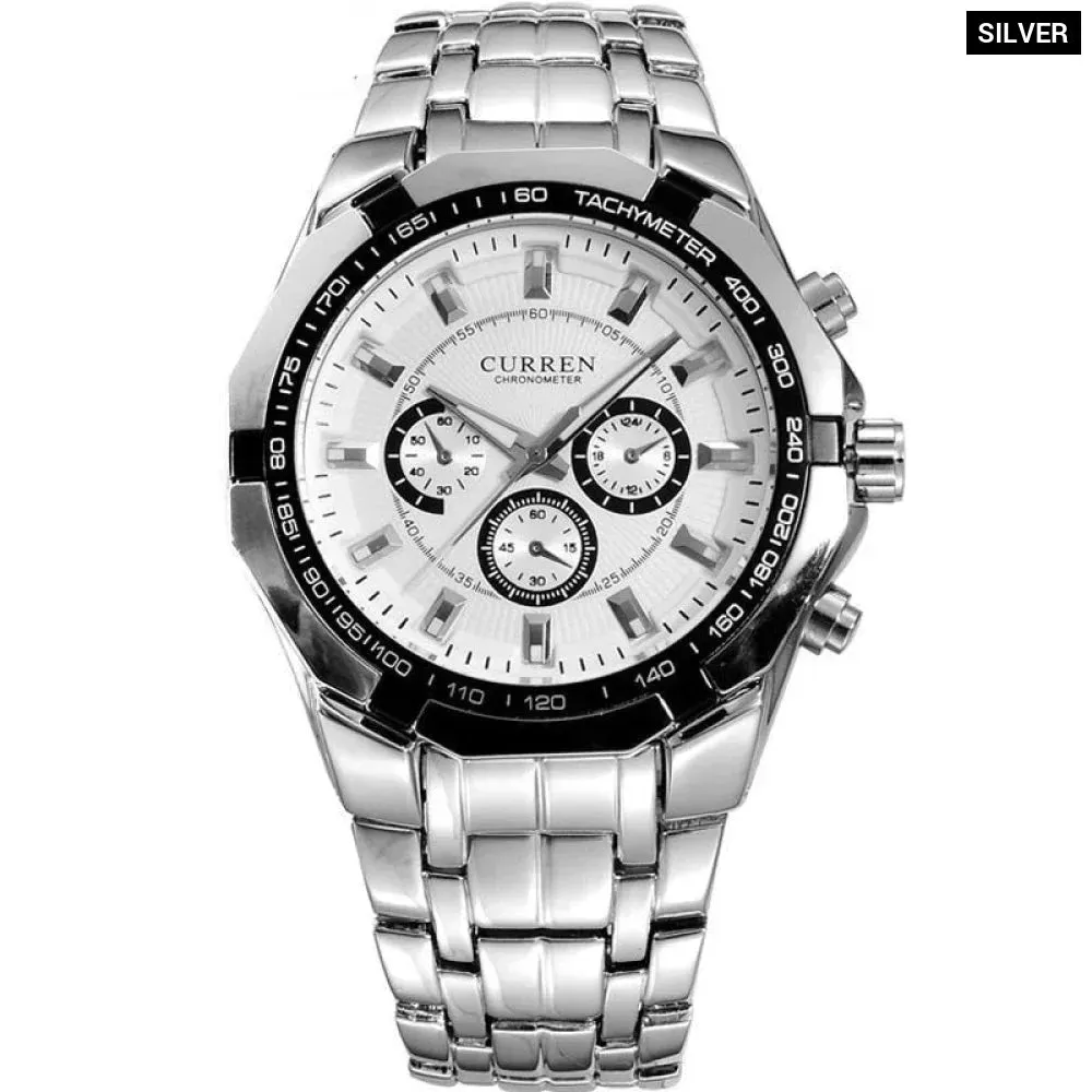 Casual Fashion Stainless Steel Waterproof Wristwatch for Men