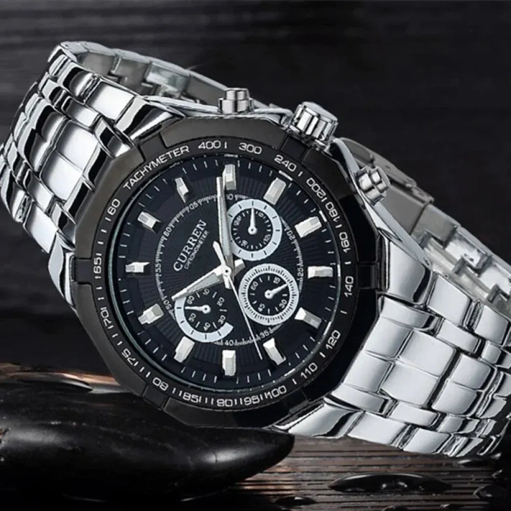 Casual Fashion Stainless Steel Waterproof Wristwatch for Men