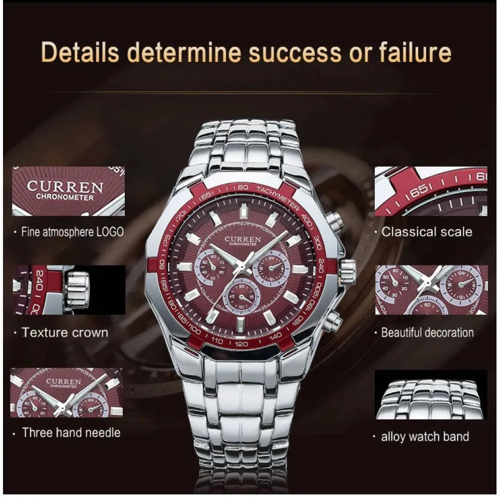 Casual Fashion Stainless Steel Waterproof Wristwatch for Men
