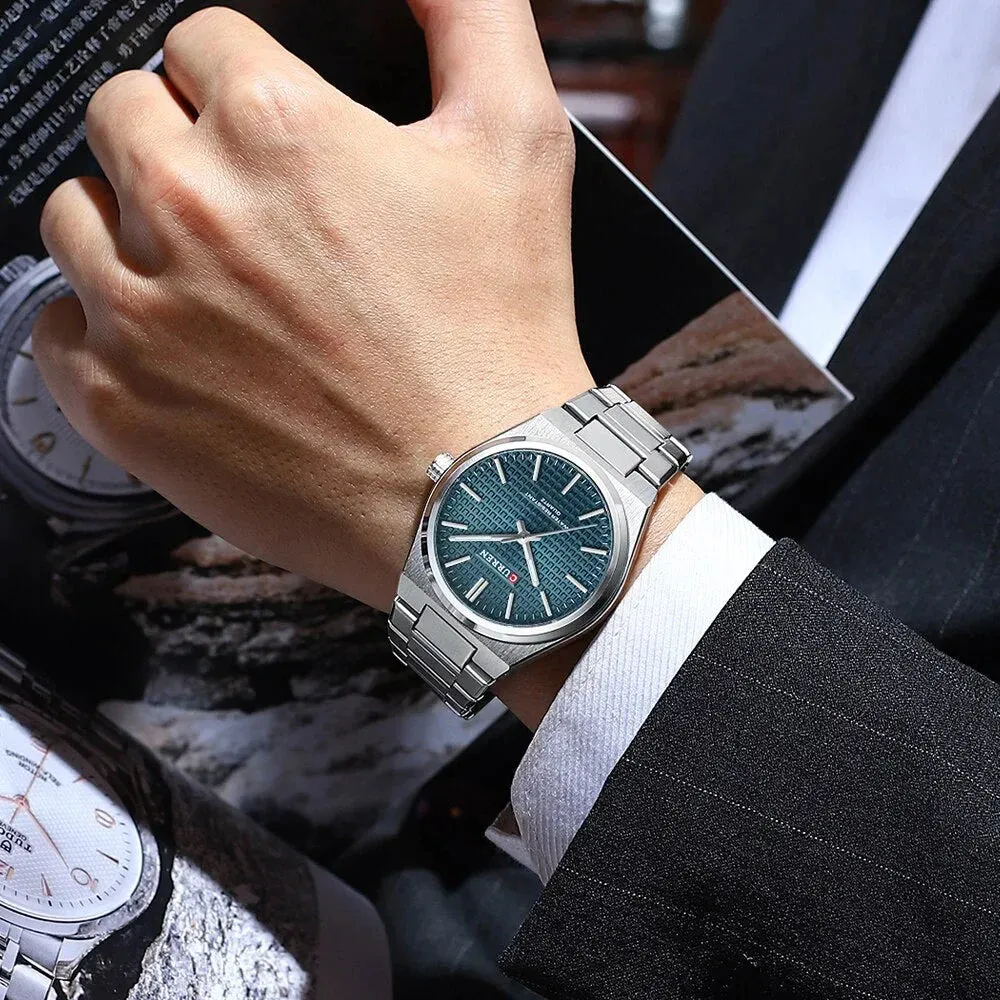 Casual Minimalista Quartz Men's Watches Fashion Business Stainless Steel Band Wristwatches Male Clock