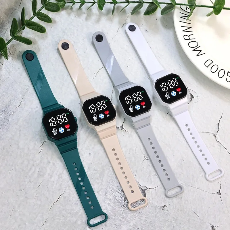 Casual Simple Style Solid Color Single Folding Buckle Electronic Women's Watches