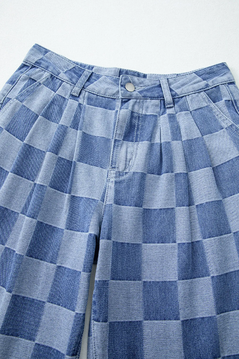 Checkered Wide Leg Jeans (online only)