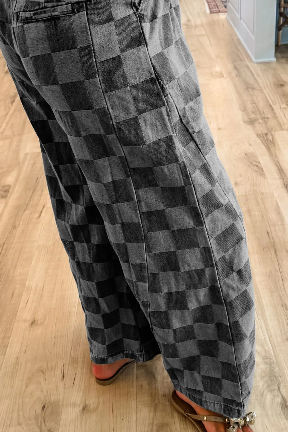 Checkered Wide Leg Jeans (online only)