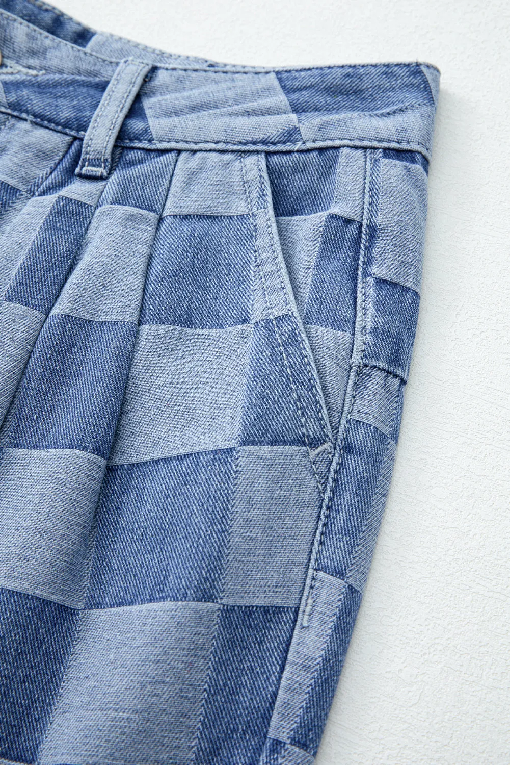 Checkered Wide Leg Jeans (online only)