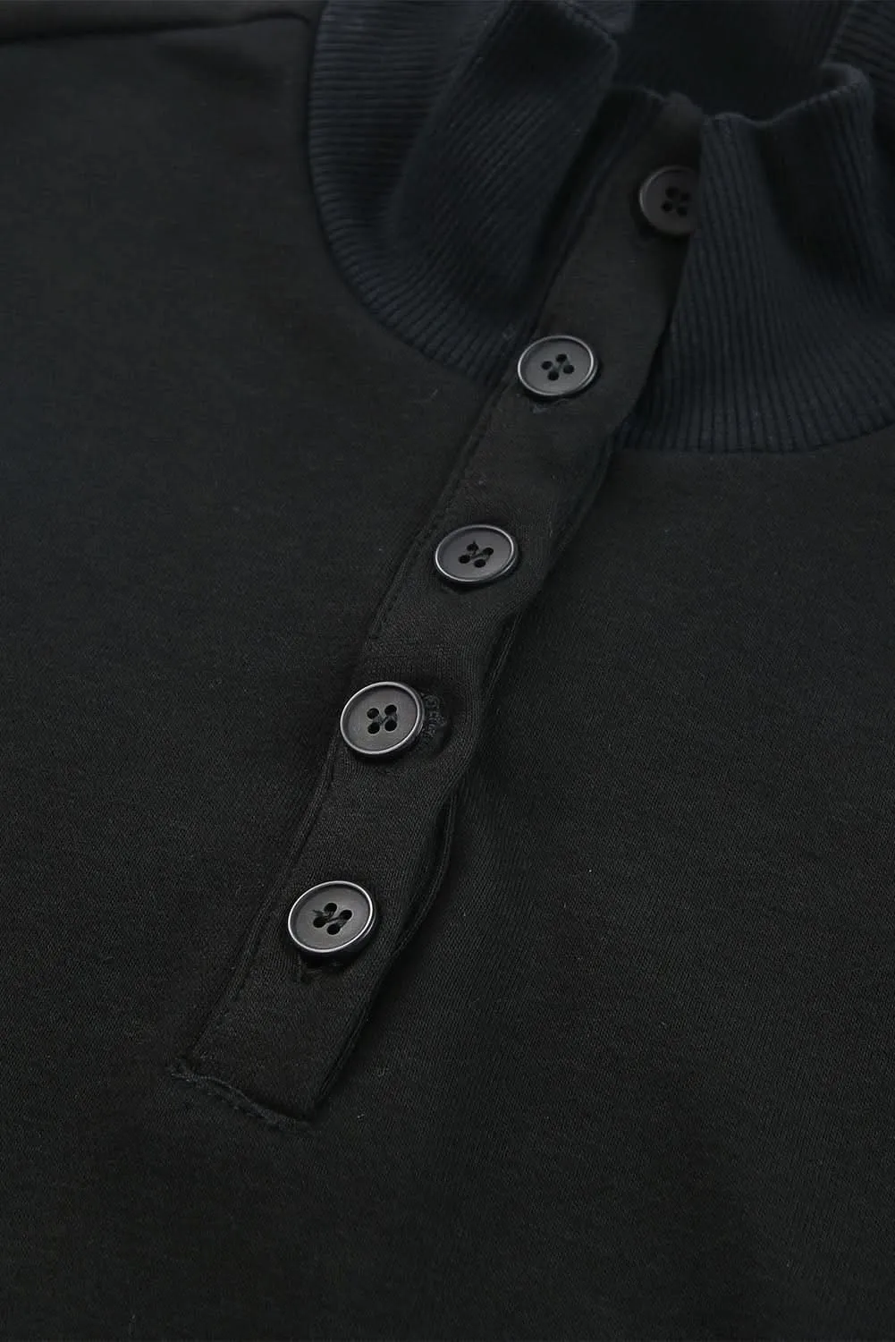 Chic black henley top & shorts set