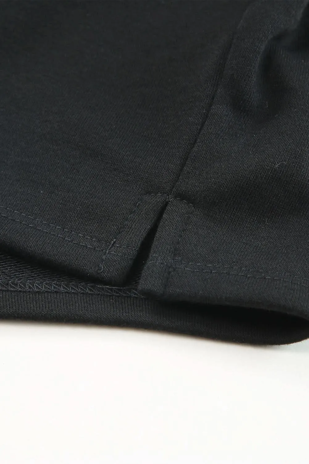 Chic black henley top & shorts set