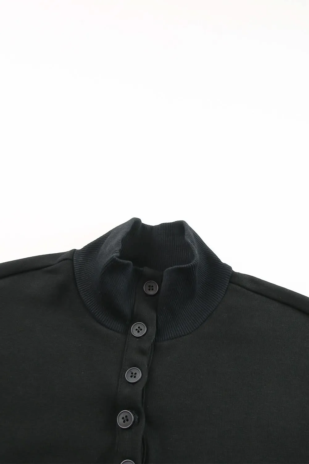 Chic black henley top & shorts set