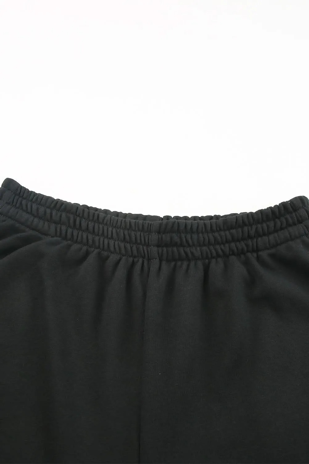 Chic black henley top & shorts set