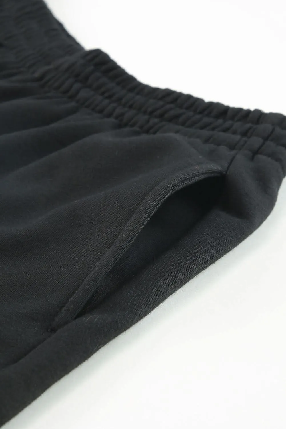 Chic black henley top & shorts set