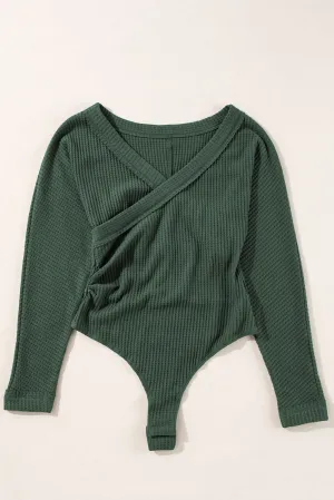 Chic blackish green ribbed bodysuit