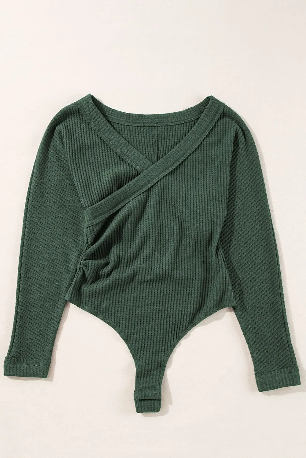 Chic blackish green ribbed bodysuit