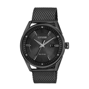 Citizen Mens Black Stainless Steel Strap Black Quartz Dial Watch - BM6988-57E