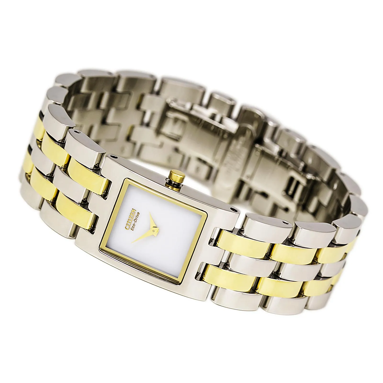 Citizen Women's EX1304-51A Eco-Drive Jolie Rectangle Case Two Tone Watch