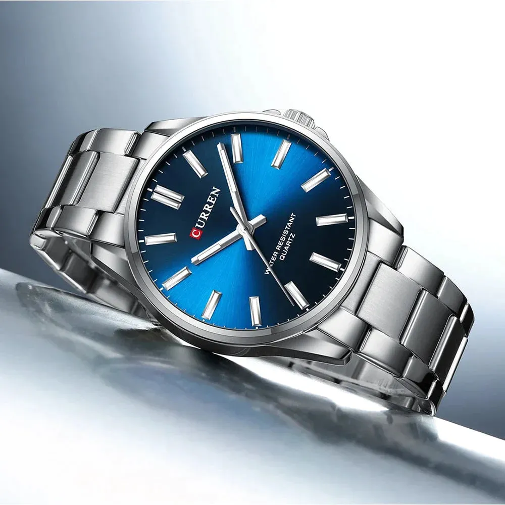 Classic Fashion Brand Watches for Men Business Quartz Luminous Hands Wristwatches with Stainless Steel Strap