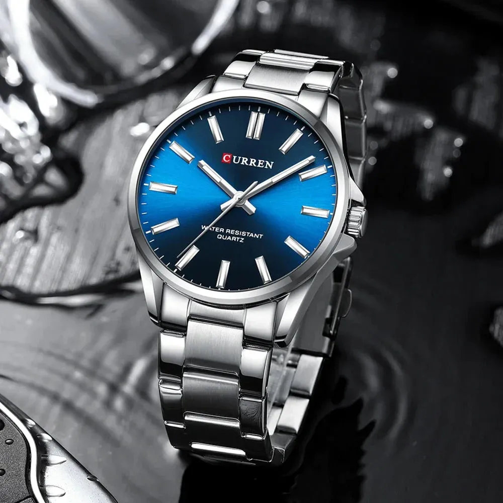 Classic Fashion Brand Watches for Men Business Quartz Luminous Hands Wristwatches with Stainless Steel Strap