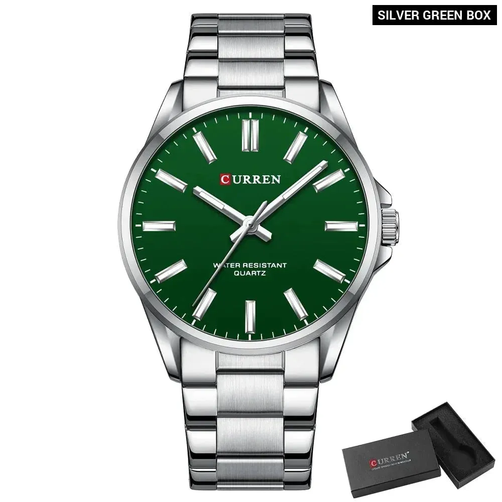 Classic Fashion Brand Watches for Men Business Quartz Luminous Hands Wristwatches with Stainless Steel Strap