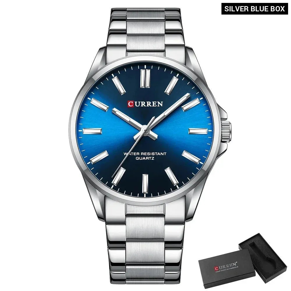 Classic Fashion Brand Watches for Men Business Quartz Luminous Hands Wristwatches with Stainless Steel Strap