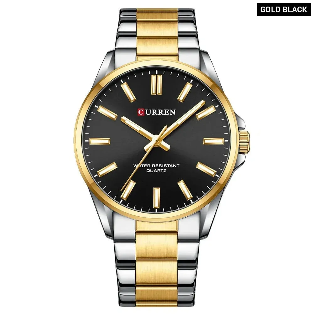 Classic Fashion Brand Watches for Men Business Quartz Luminous Hands Wristwatches with Stainless Steel Strap